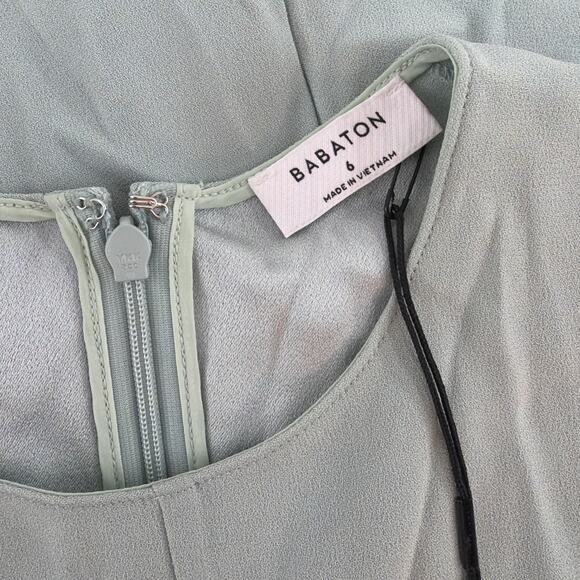 Aritzia Babaton Women's Terrace Sage Crepe Fit and Flare Listing Dress Size 6 - Picture 4 of 10